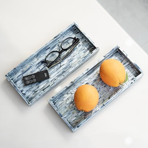Blue Mother of Pearl Tray Set of 2 (2 Count)