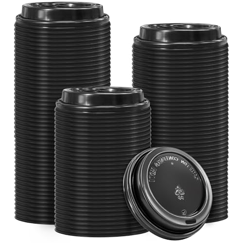 200 Pack Black Coffee Cups Lids 3.54'' (200 Count)