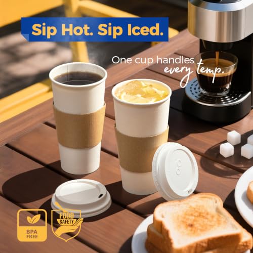 250 Pack 24 oz Disposable Coffee Cups with Lids (250 Count)