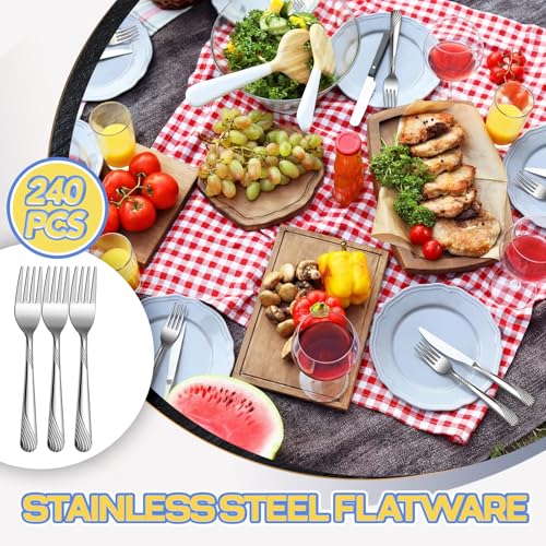 240 Pcs Stainless Steel Dinner Forks Bulk Set (240 Count)