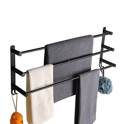 Black Adjustable Towel Bar for Bathroom Wall Mount17