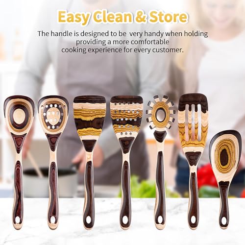 7 Piece Brown Pakkawood Utensils Set (7 Count)