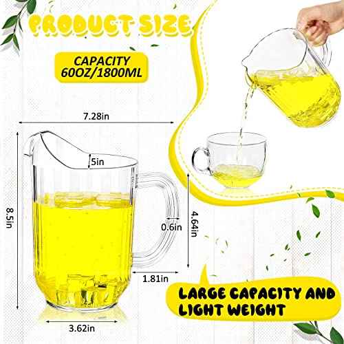 Tessco 12 Pcs Plastic Pitchers 60 Oz Clear Water Beer Jug Large (12 Count)