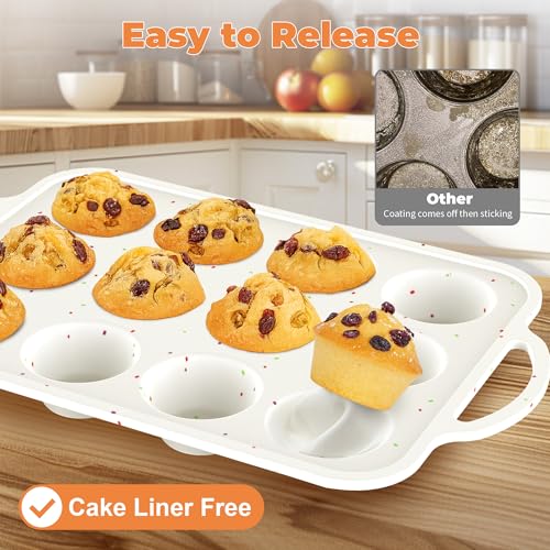 2Pack Silicone Muffin Pan For Baking With Metal Reinforced Frame (2 Count)