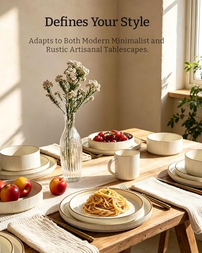 Stoneware Dinnerware Sets with Pasta Bowls (24 Count)