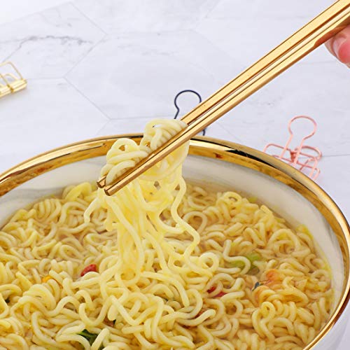 5 Pair Gold Stainless Steel Chopsticks