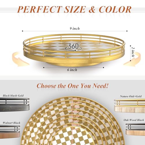 9 Inch Gold Lazy Susan Spice Organizer with Guard Rail