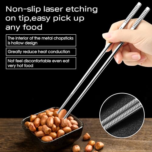 8 Pairs Metal Chopsticks Reusable 18