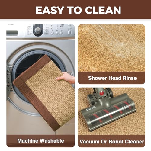 Kitchen Rugs Non Slip Washable Kitchen Mat Anti Fatigue Brown 17"x47" (5.54 Sq Ft)