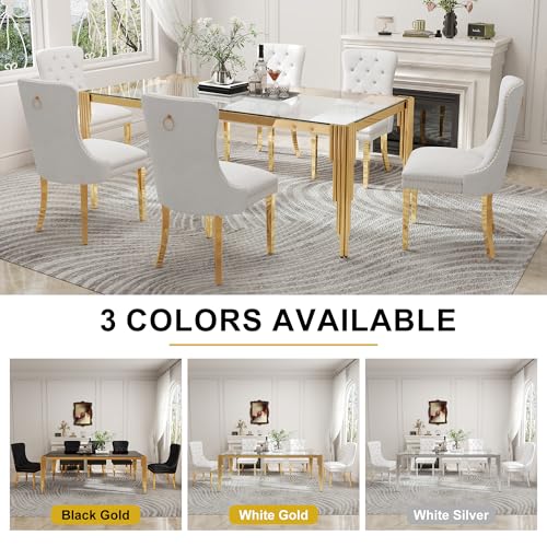 78'' Modern Glass Dining Table for 6