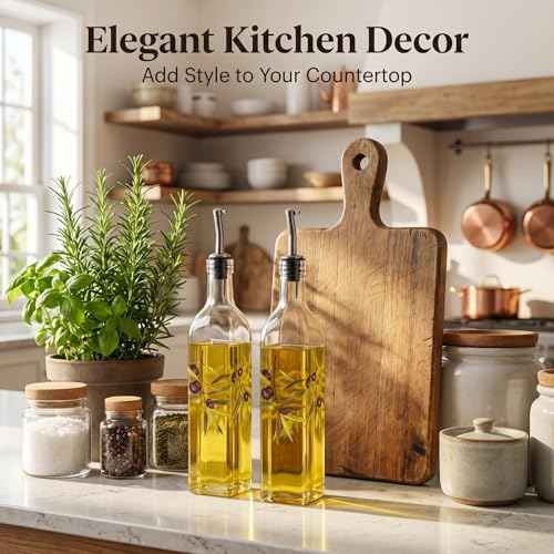 Topadorn 17oz Glass Olive Oil Dispenser Bottle (2 Count)