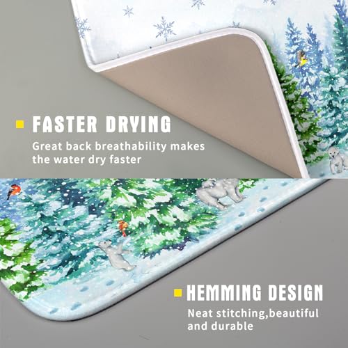Winter Bear Bird Dish Drying Mat