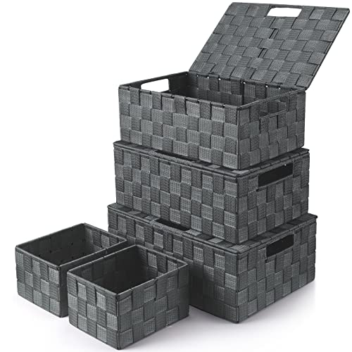Storage Baskets with Lids (5 Count)