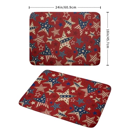 4th of July Dish Drying Mat for Kitchen Counter Patriotic Red Absorbent Dishes Dryer Pad 18 x 24 in