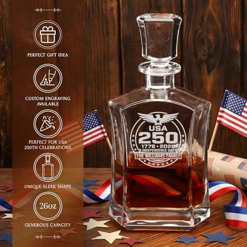 Personalized 250th Anniversary Old Fashioned Whiskey Decanter Set