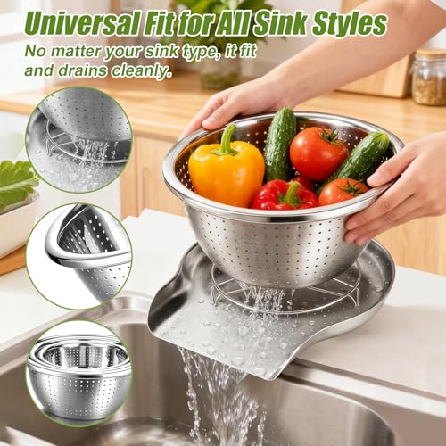 Stainless Steel Colander Set with Self (3 Count)