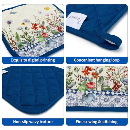 Country Wildflower Oven Mitts and Pot Holders Set (4 Count)