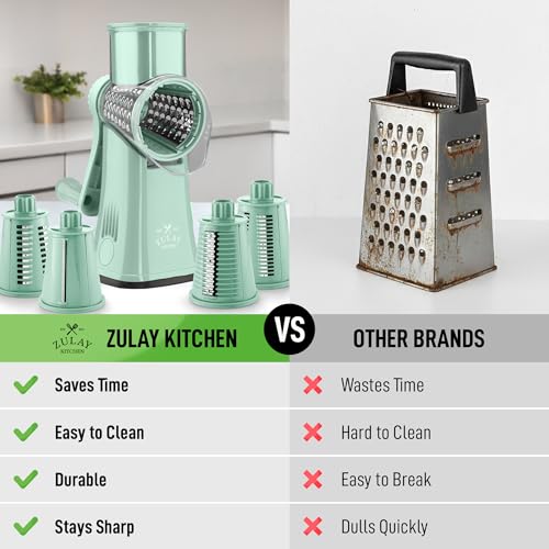Rotary Cheese Grater Manual Hand Crank 5 Blade Shredder