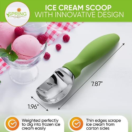 Heavy Duty Metal Ice Cream Scoop with Soft Grip Handle