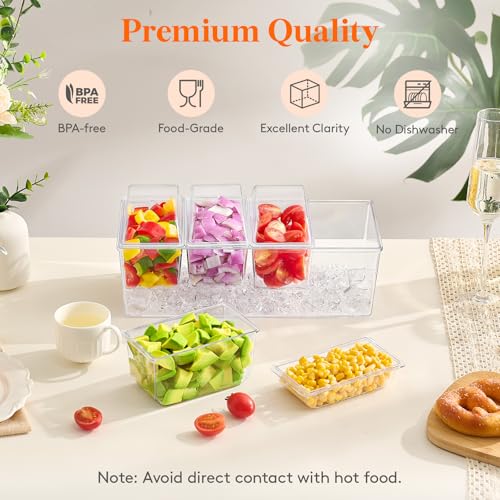 Chilled Condiment Caddy with 4 Compartment & Individual Lids