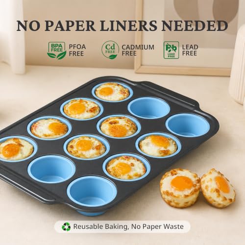 Silicone Muffin Pans for Baking with Metal Frame