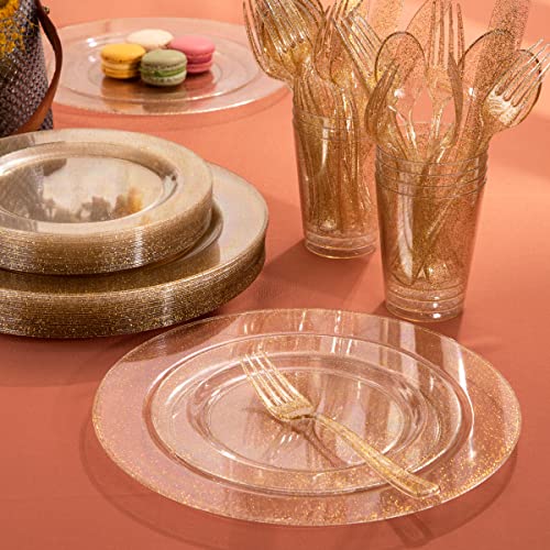 102 Pcs Gold Glitter Plastic Plates (102 Count)