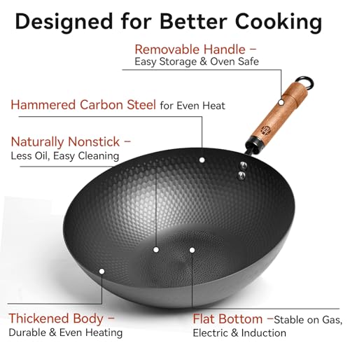 Carbon Steel Wok Pan with Lid
