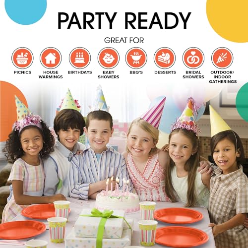 Exquisite Party Solids Sturdy Orange Plastic Plates 7" Cake Plates 100 Pcs (100 Count)