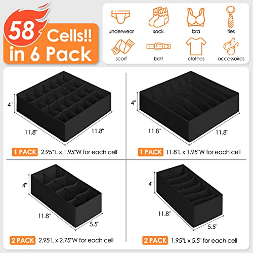 6 Pack Sock Underwear Drawer Organizer Dividers (6 Count)