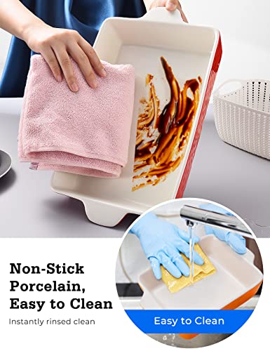 Ceramic Baking Dish and Ramekins Set Casserole Dish with Handles Packaging Upgrade Nonstick Ceramic Bakeware Ramekins Bowls for Baking Souffle