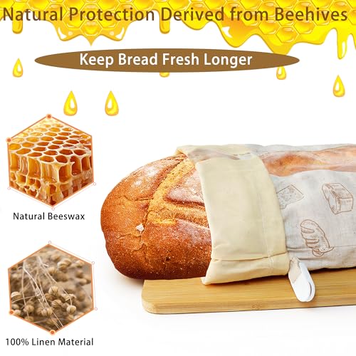 Reusable Beeswax Bread Bags for Homemade Sourdough with Clear Window (2 Count)