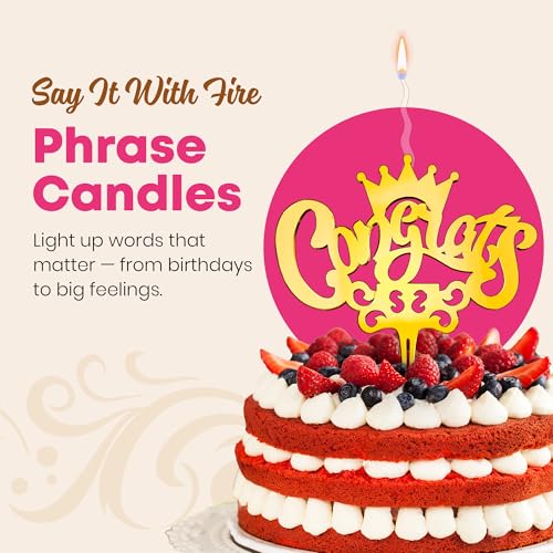 Congrats Reusable Gold Cake Candle