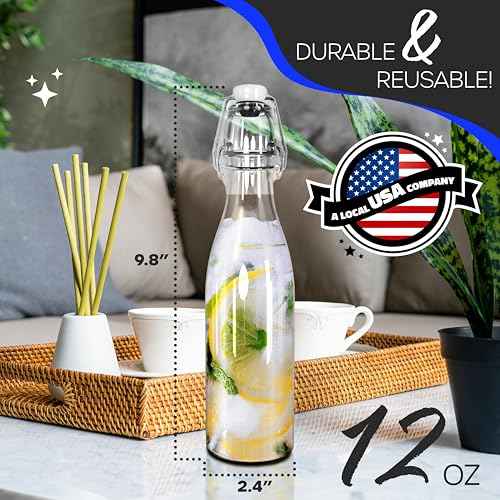 12 Oz Swing Top Glass Bottles with Airtight Lid 12 Pack Bundle (12 Count)