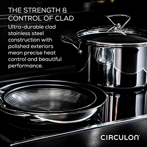 Clad Stainless Steel Induction Frying Pan and Wok Set with Hybrid SteelShield and Nonstick Technology (4 Count)