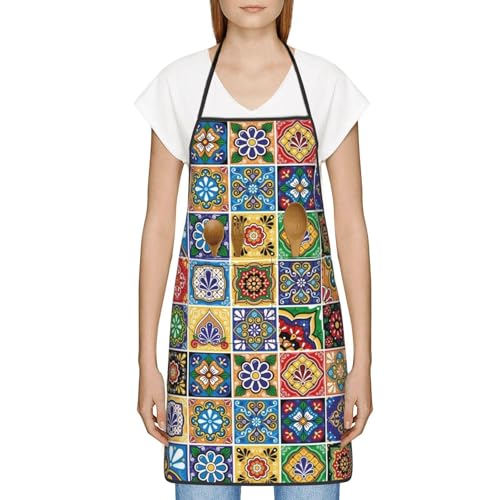 Mexican Talavera Tile Waterproof Kitchen Aprons
