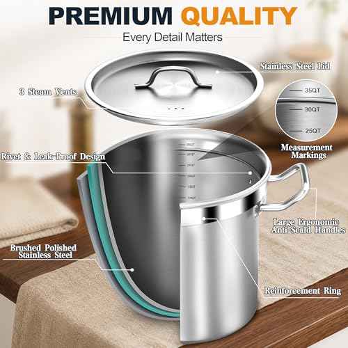 Commercial Grade Stainless Steel Stock Pot with Lid