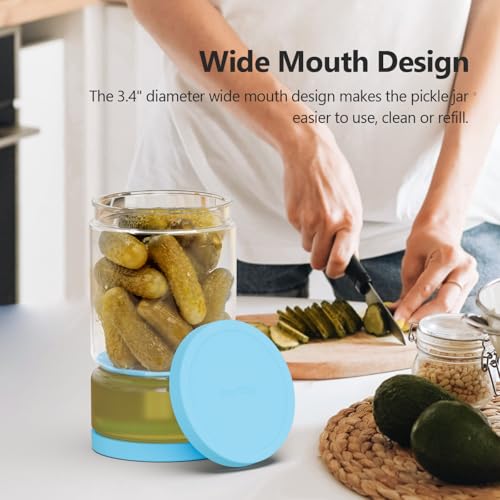 Glass Pickle Container with Strainer for Pickle Lover (90 Fl Oz)