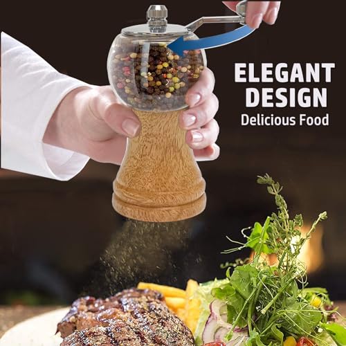 Wooden Salt and Pepper Grinder Set Manual Hand Cranked Salt & Pepper Mill