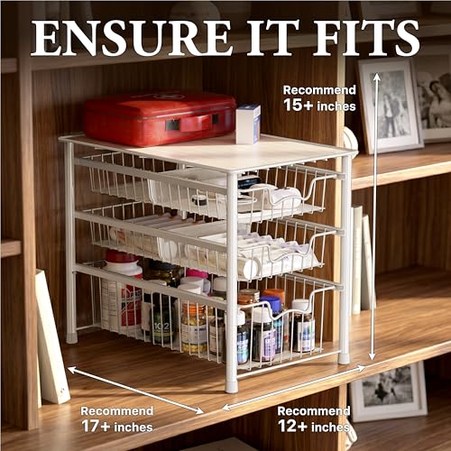 Stackable 3 Tier Sliding Basket Organizer Drawer