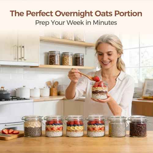 17 oz Overnight Oats Containers with Lids 6 Pack Wide Mouth (6 Count)