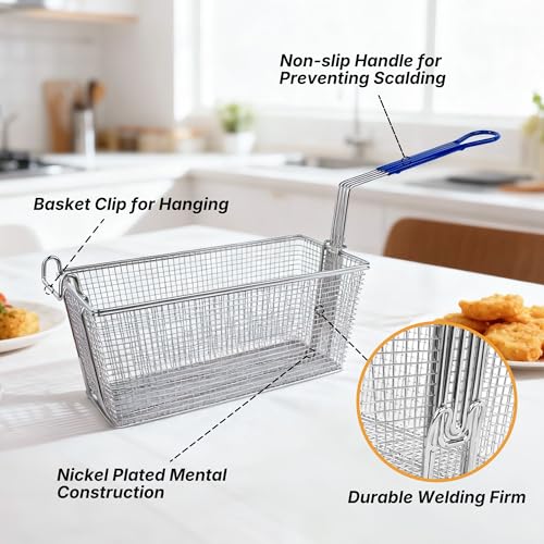 4 Pack Commercial Deep Fryer Baskets with Front Hooks (4 Count)