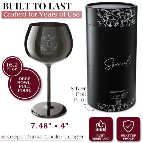 Cheers to You Birthday Wine Glass with Engraved Vintage Quote