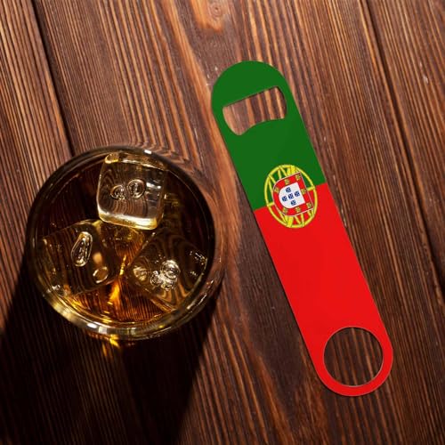 Portugal Flag Stainless Steel Bottle Opener Red Green Gold Europe Country Sign Patriotic Ensign Flat Beer Bottle Opener Keychain for Home Kitchen Bar Restaurant Party Birthday Gift