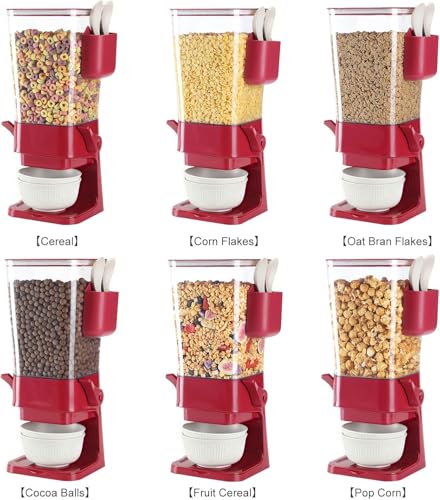 Cereal Dispenser Countertop Red 2 Pack with Creal Bowls Spoons Cutlery Box