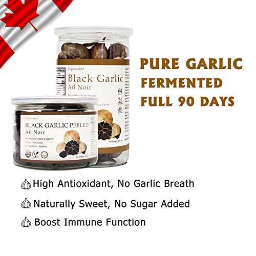 Canada Black Garlic Fermented for 90 Days 100% Natural Multi Clove Garlic Hand Selected in CANADA (8 Ounce)