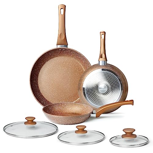 Nonstick Ceramic Frying Pans Skillets Set with Lid 8"+9.5"+11"