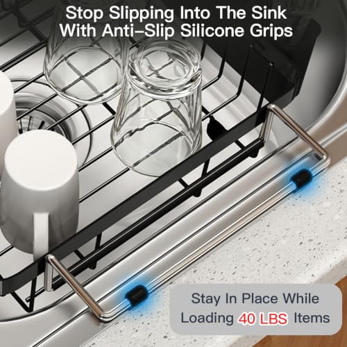 Expandable Dish Drying Rack Over The Sink with Anti Slip Grip