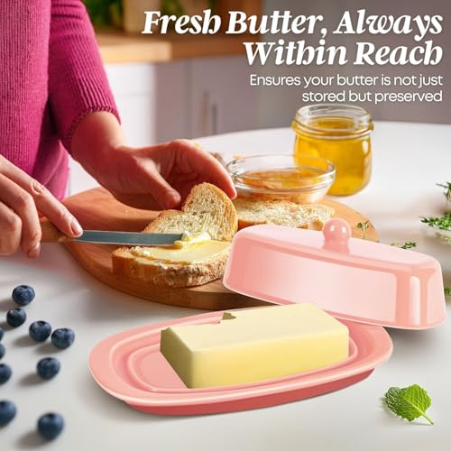 Standard Ceramic Butter Dish with Lid for Countertop