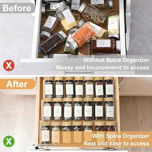 Spice Drawer Organizer with 24 Bamboo