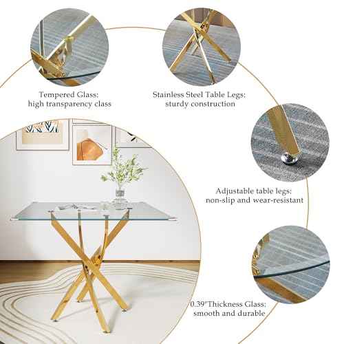 5 Piece Square Glass Dining Table Set (5 Count)